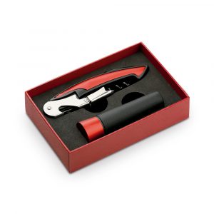 Conjunto para vinho em alumínio e ABS